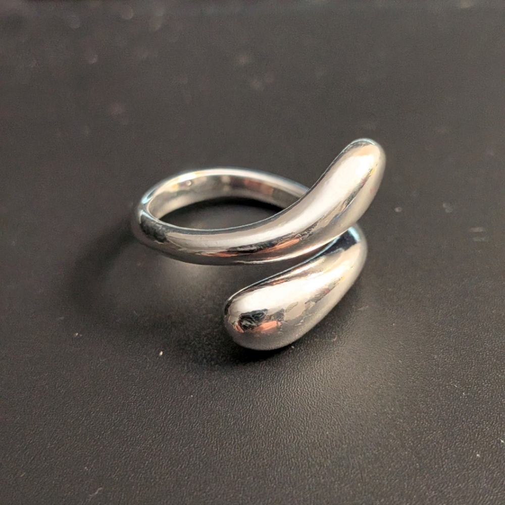 Sterling-Style Modern Silver Open Wrap Ring - Silver 925 Adjustable